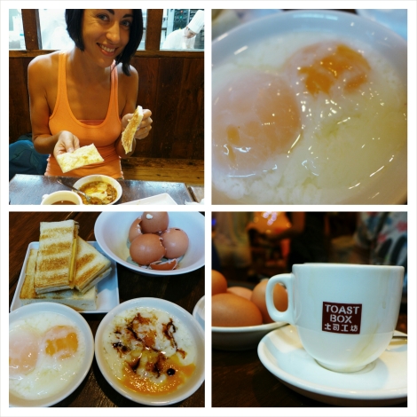 Eggs and toast. The traditional Singapore breakfast